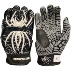2020 Spiderz HYBRID Batting Gloves: Black/White/Silver