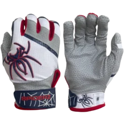 2022 Spiderz PRO Model Batting Gloves: White/Navy/Red