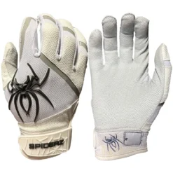 2023 Spiderz Pro Model Batting Gloves: White/Black/Silver