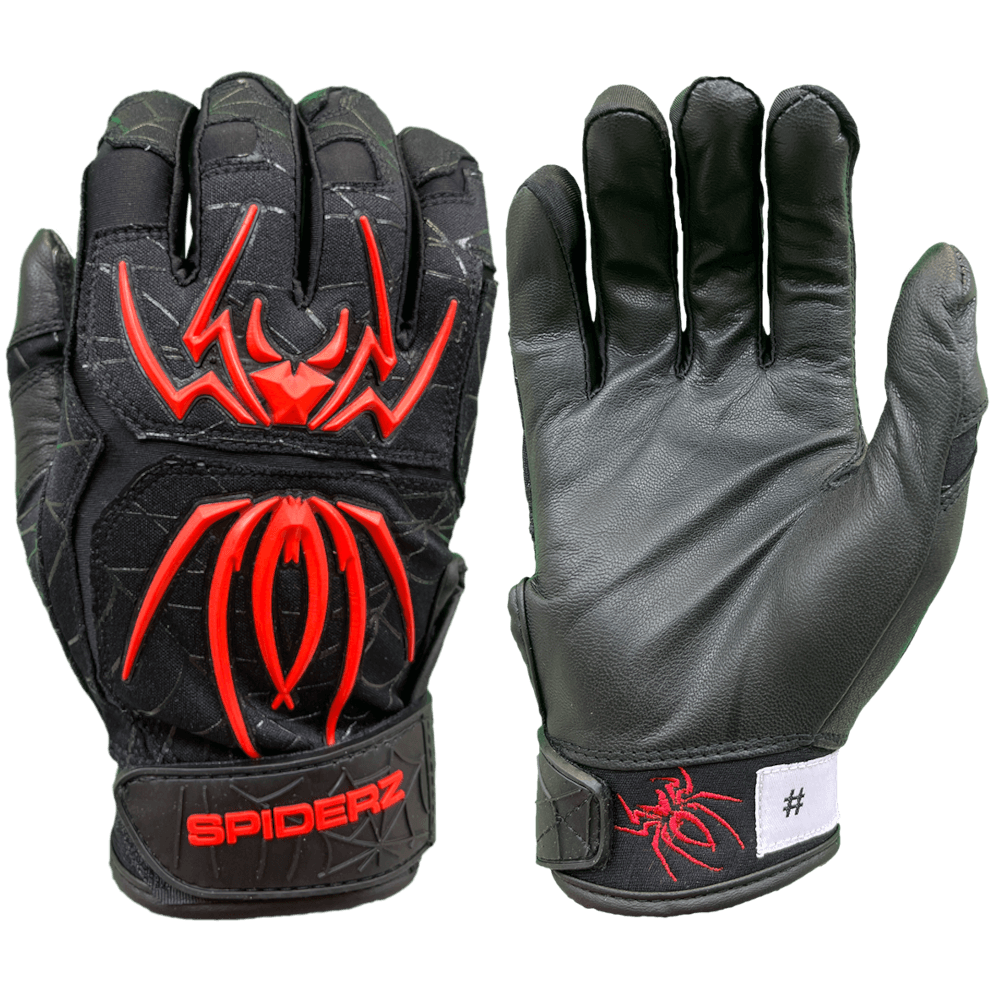 2022 Spiderz ENDITE Batting Gloves: Black And Red