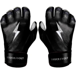 Bruce Bolt PREMIUM PRO Chrome Series Short Cuff Batting Gloves: Black
