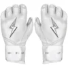 Bruce Bolt PREMIUM PRO Chrome Series Long Cuff Batting Gloves: White