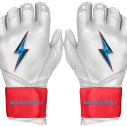 Bruce Bolt PREMIUM PRO BRINSON Series Long Cuff Batting Gloves: White