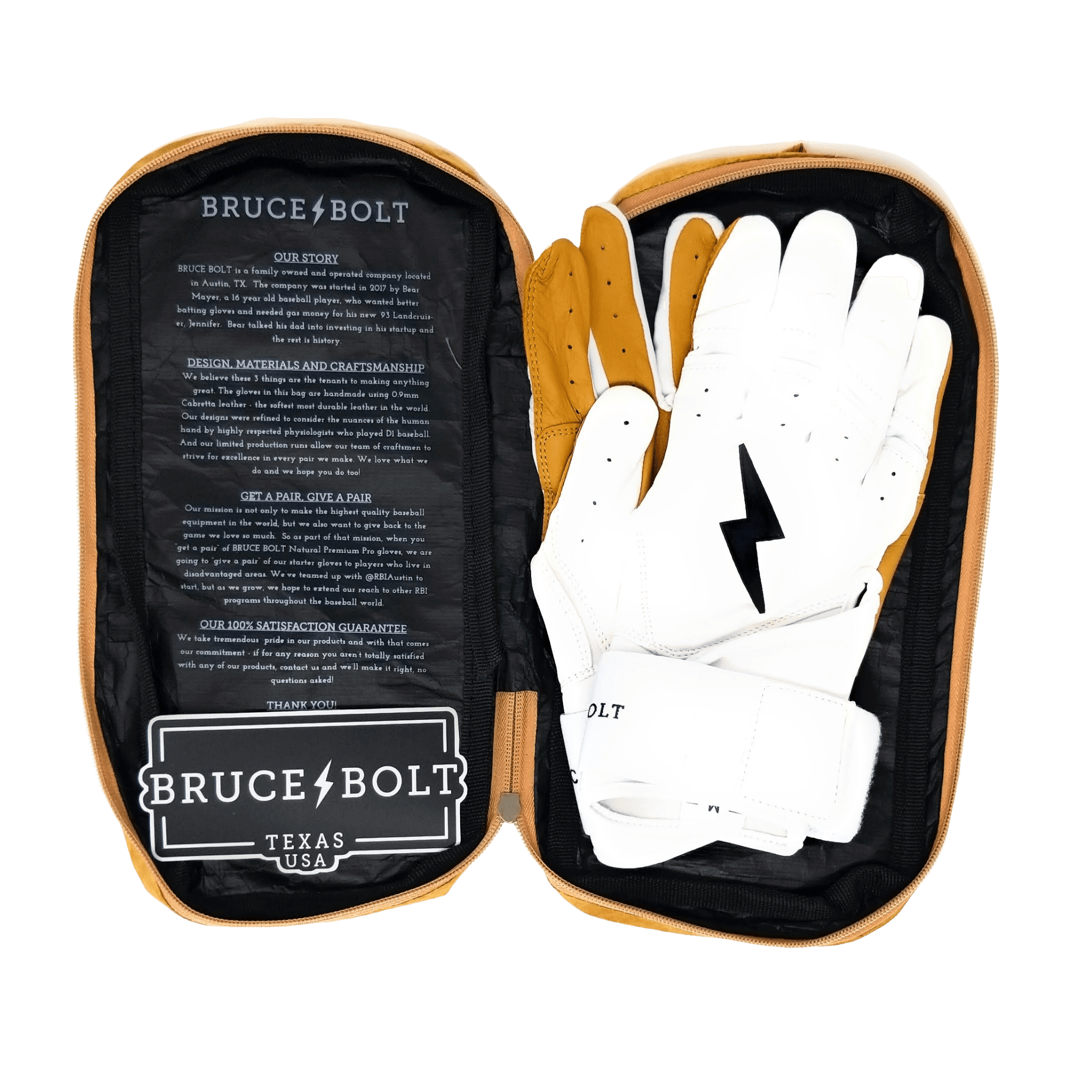 Bruce Bolt PREMIUM PRO Long Cuff Batting Gloves: White - Image 4