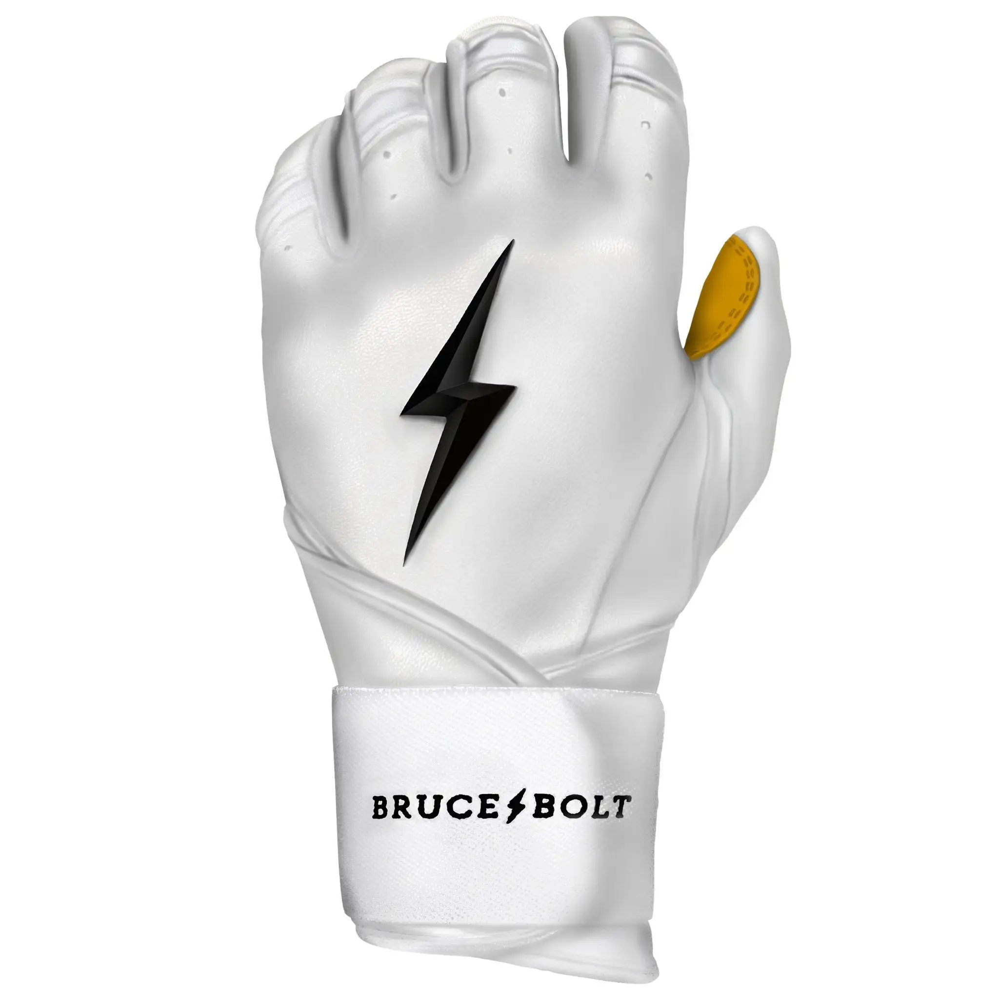 Bruce Bolt PREMIUM PRO Long Cuff Batting Gloves: White - Image 5