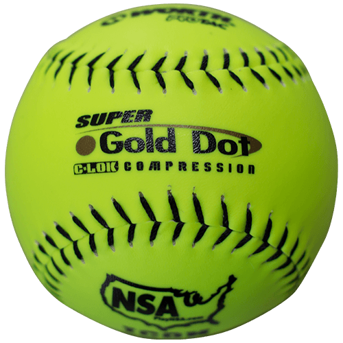 Worth 12" Super Gold Dot NSA Slowpitch Softballs 44/400 (Dozen): NI12SY