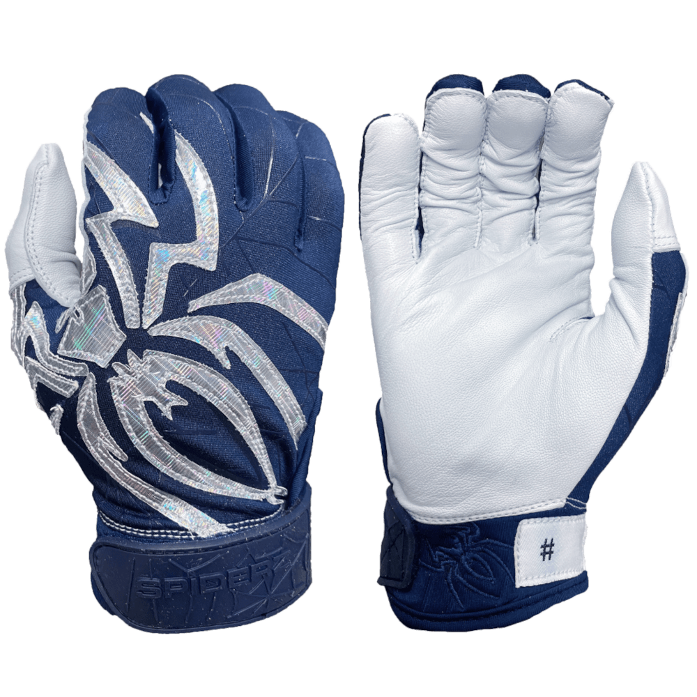 2022 Spiderz PRIZM Batting Gloves: Navy Blue/Silver