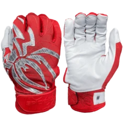 2022 Spiderz PRIZM Batting Gloves: Red/Silver