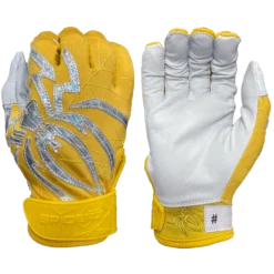 2022 Spiderz PRIZM Batting Gloves: Yellow/Silver