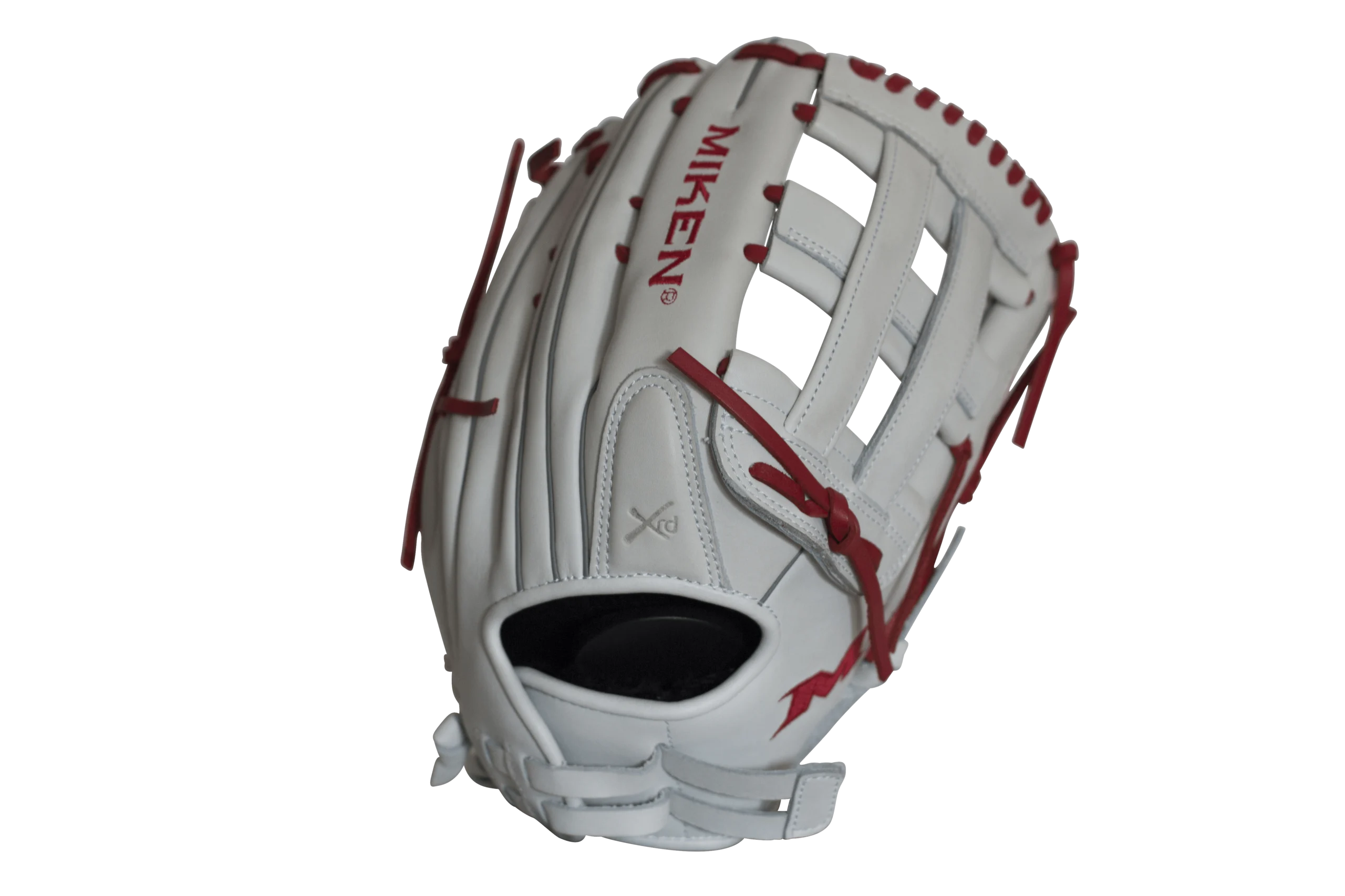 Miken Pro Series 13.5" Slow Pitch Fielding Glove - White/Scarlet: PRO135WS