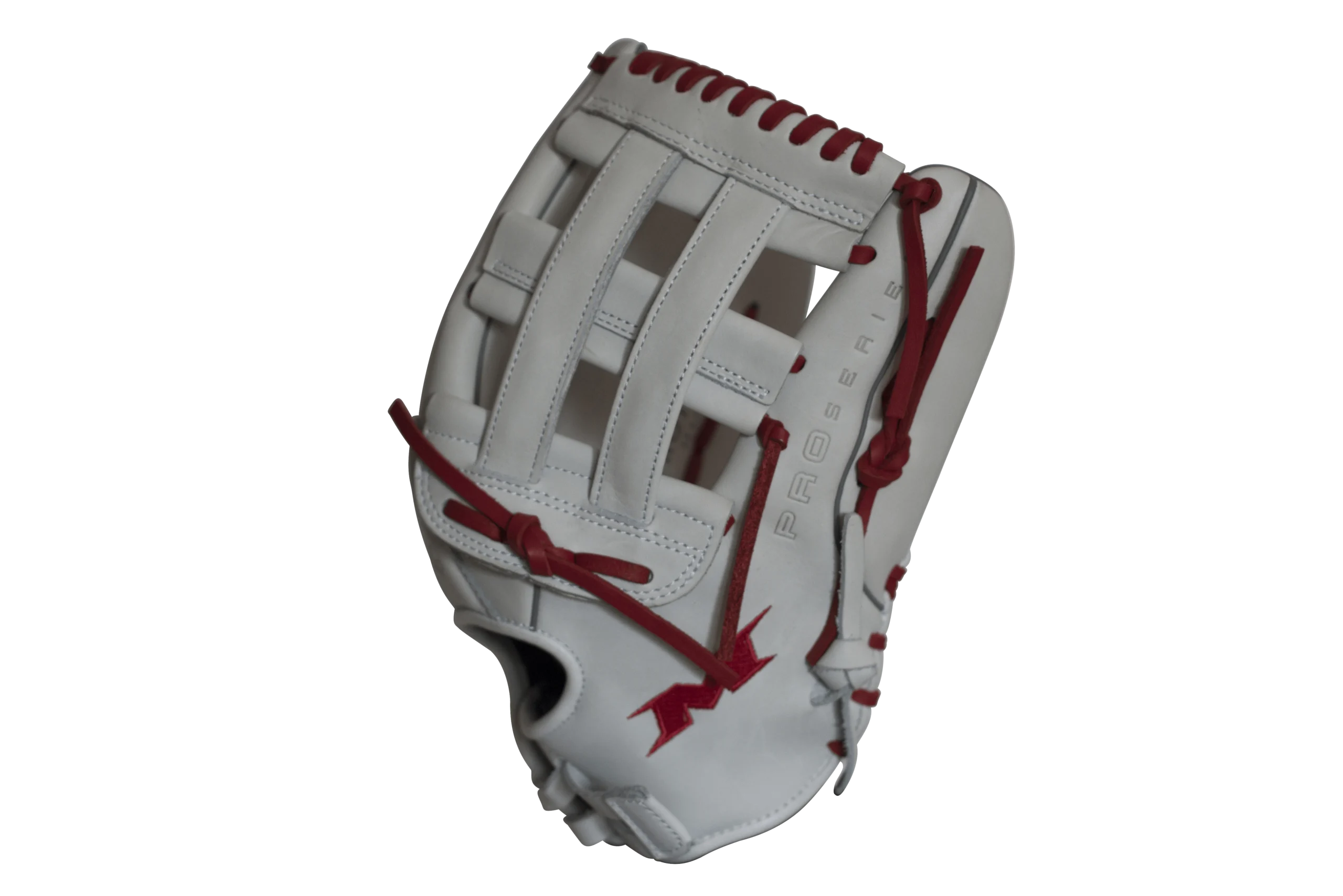 Miken Pro Series 13.5" Slow Pitch Fielding Glove - White/Scarlet: PRO135WS - Image 4