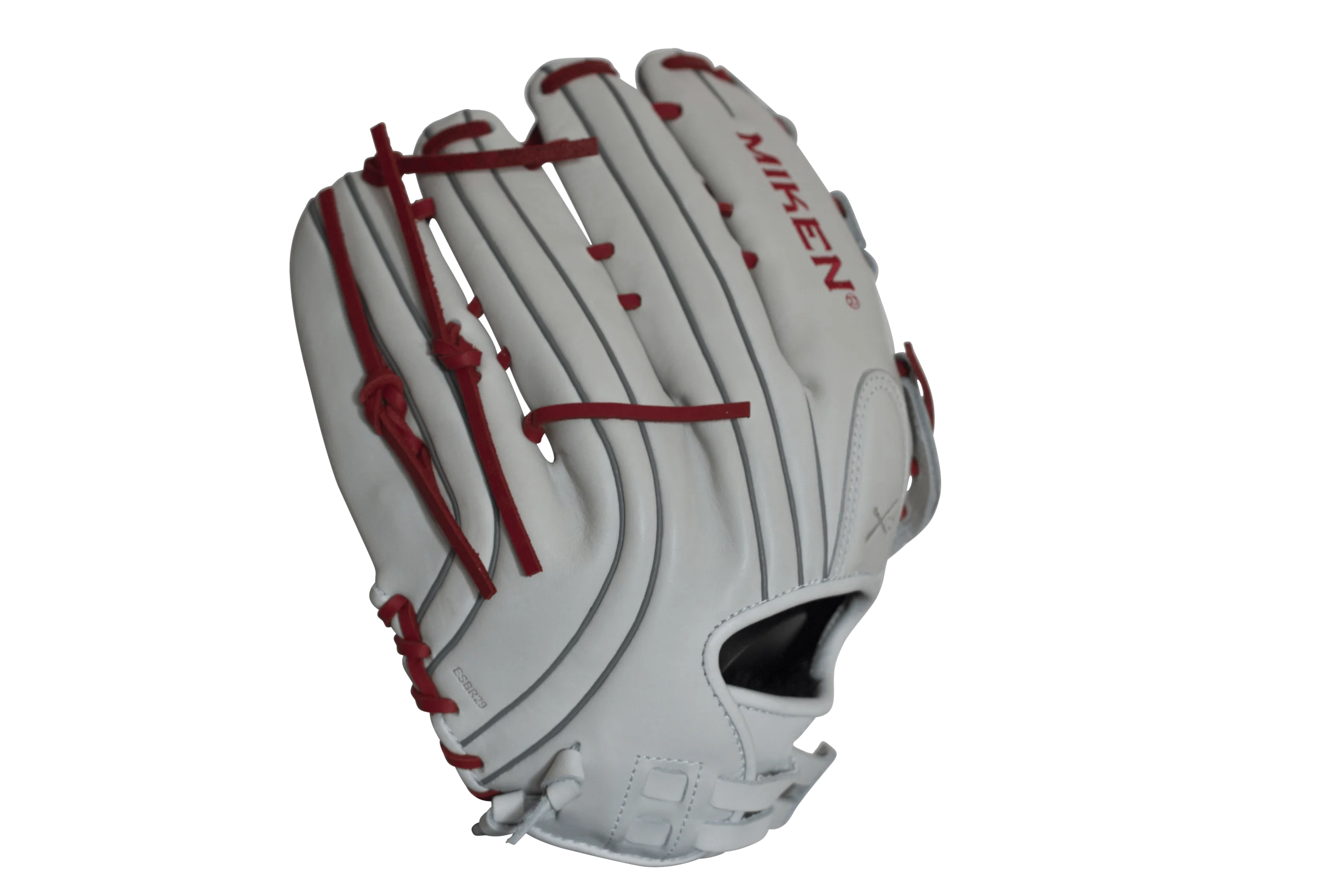 Miken Pro Series 13.5" Slow Pitch Fielding Glove - White/Scarlet: PRO135WS - Image 2
