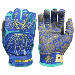 2021 Spiderz HYBRID Small Batch Batting Gloves: Royal/Turquoise/Yellow