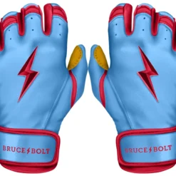 Bruce Bolt PREMIUM PRO BADER Series Short Cuff Batting Gloves: Baby Blue