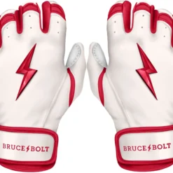 Bruce Bolt PREMIUM PRO BADER Series Short Cuff Batting Gloves: White