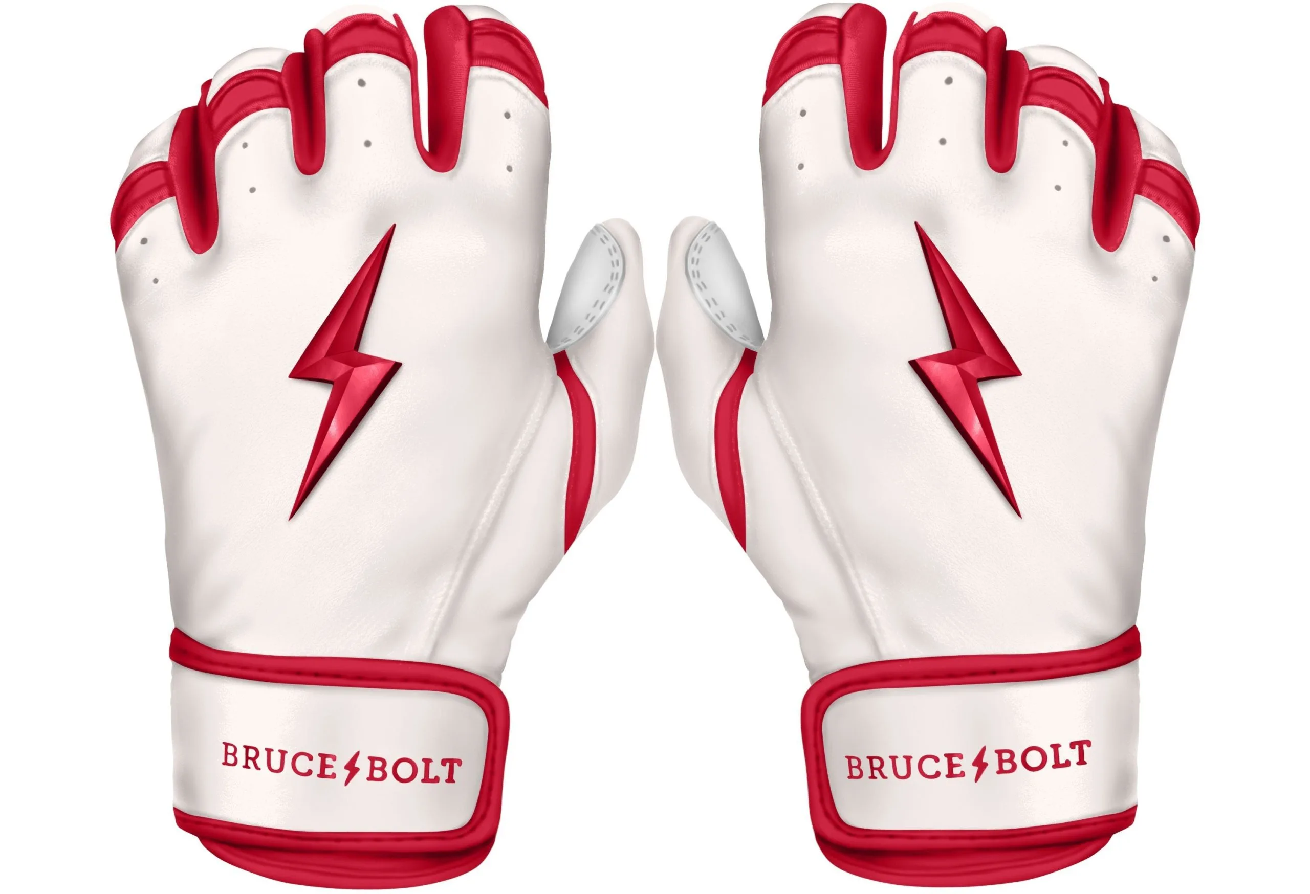 Bruce Bolt PREMIUM PRO BADER Series Short Cuff Batting Gloves: White