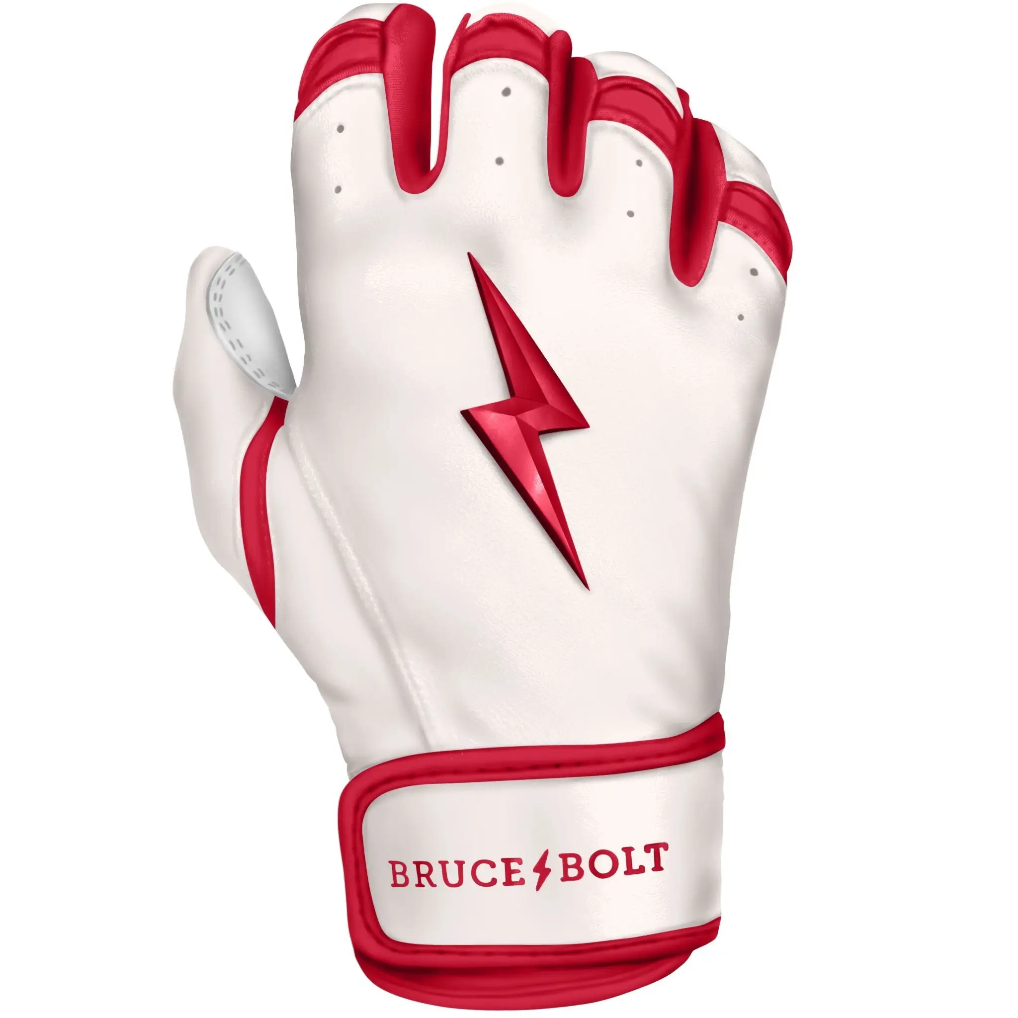 Bruce Bolt PREMIUM PRO BADER Series Short Cuff Batting Gloves: White - Image 4