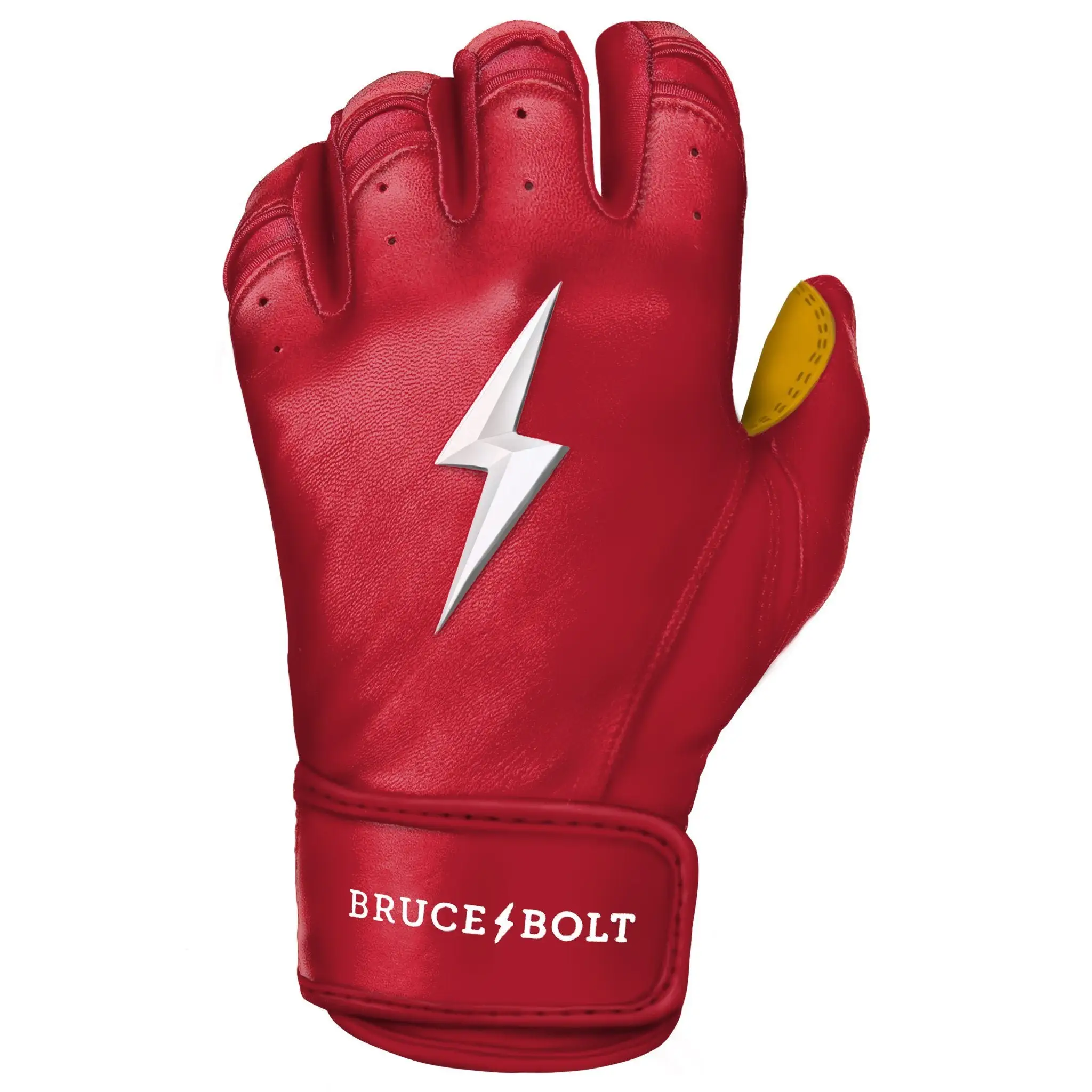 Bruce Bolt PREMIUM PRO Short Cuff Batting Gloves: Red - Image 8