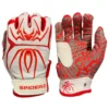 2021 Spiderz HYBRID Batting Gloves: White/Red