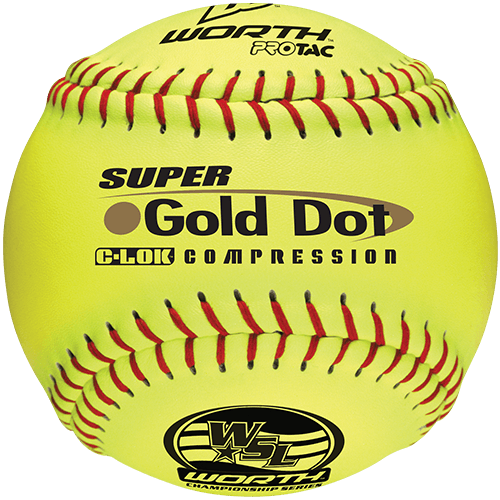 Worth 12" Super Gold Dot WSL Slowpitch Softballs (Dozen): YS44WSLS