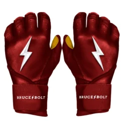 Bruce Bolt PREMIUM PRO Long Cuff Batting Gloves: Maroon