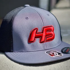 HB Sports Headbanger Sports I8501 Cap America Flexfit Performance Trucker Mesh Back Hat: Graphite / Red