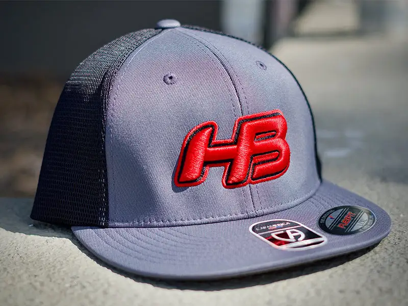 HB Sports Headbanger Sports I8501 Cap America Flexfit Performance Trucker Mesh Back Hat: Graphite / Red