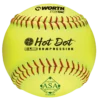 Worth 12" ASA Hot Dot Slowpitch Softballs (Dozen): AHD12SY