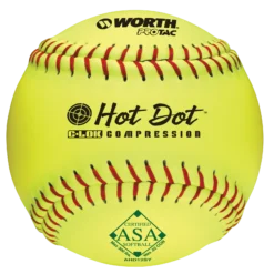 Worth 12" ASA Hot Dot Slowpitch Softballs (Dozen): AHD12SY