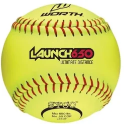 Worth 12" Launch 650 Ultimate Distance Slowpitch Softballs (Dozen): L650Y