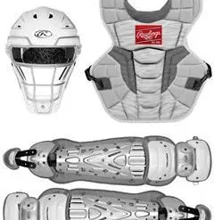Rawlings Adult White/Silver VELO 2.0 Catcher's Gear Box Set: CSV2A-W/SIL